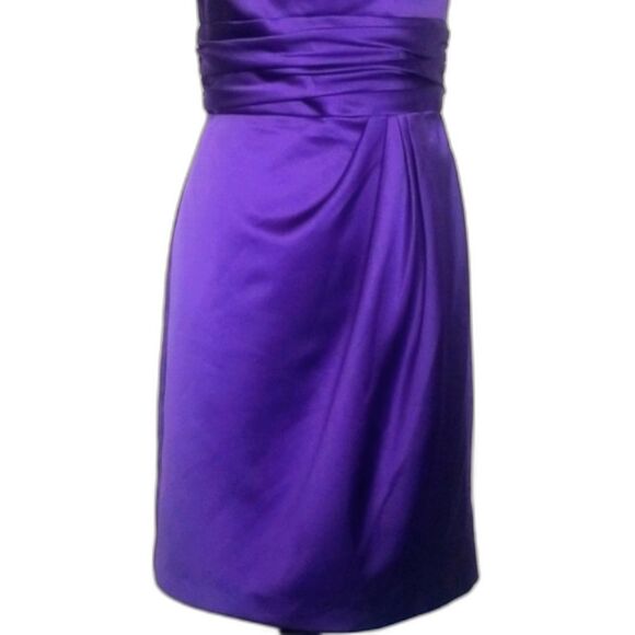 Davids Bridal Elegant One Shoulder Purple Midi Dress, NWOT, Size 8 - Picture 3 of 9